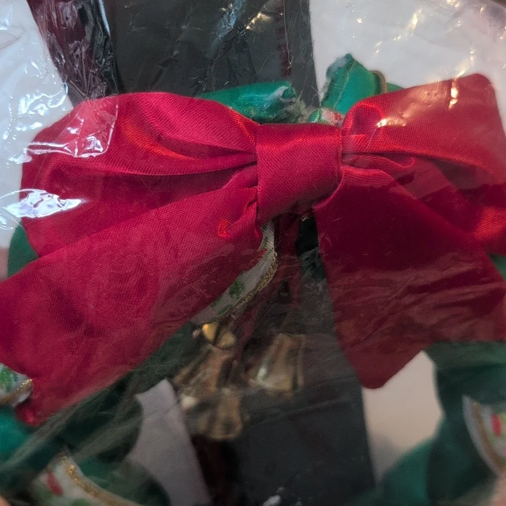 80s 90s Vintage Satin‎ Floral Braided Christmas Holiday Wreath Decor NIP